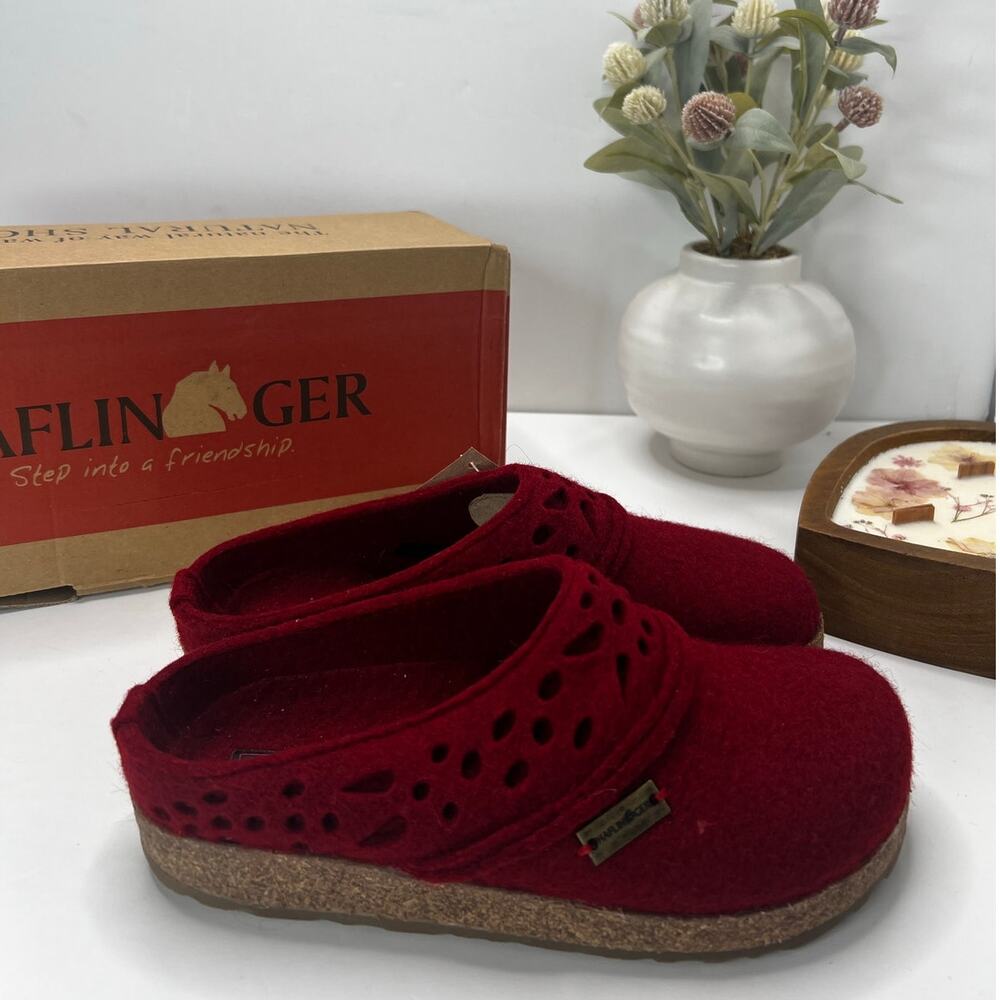 Haflinger GZ-Lacey Classic Wool Slipper Slip On Chili Women's 36/5 Tried On